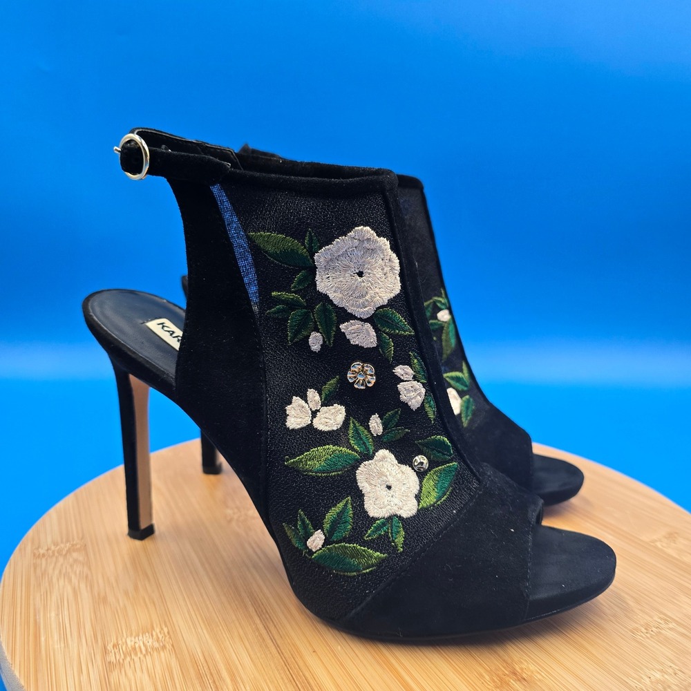 Karl Lagerfeld Karter 2‎ Floral Embroidery Sheer Mesh Booties Whimsigoth Goth 10